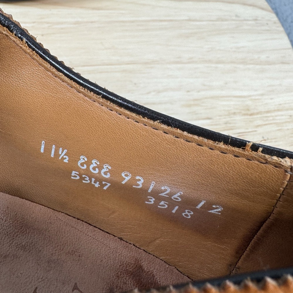 Allen Edmonds Sanford Mens Size 11.5 EEE Oxford Cap Toe Bourbon Brogue Leather - Picture 13 of 13